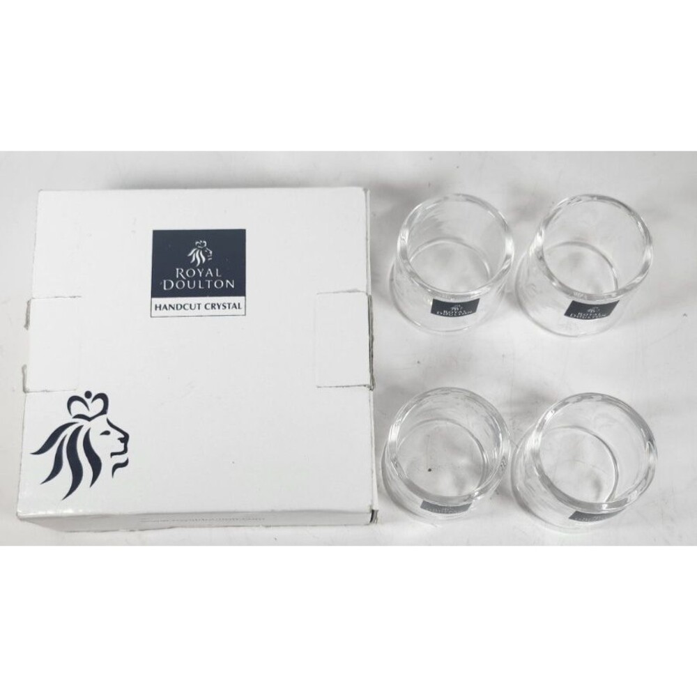 Royal Doulton Serenity Clear Napkin Rings Cisere Set Of 4 Etched Crystal NIB